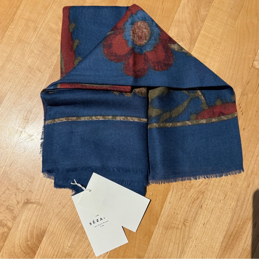 Sézane NWT Pio Scarf in Blue Merveille Print - Picture 6 of 6